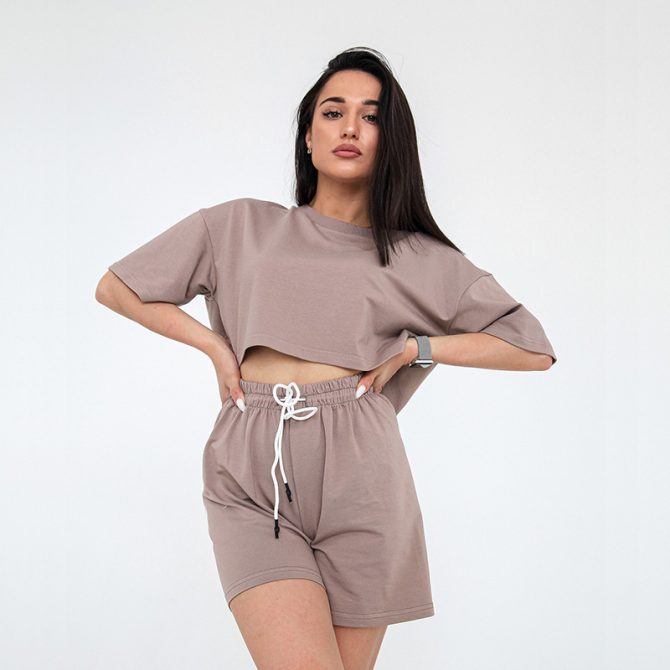 Casual Grayish - Brown Two - Piece Outfit - Image 2