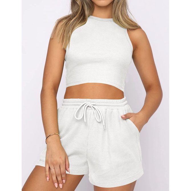 White Sleeveless Crop Se - Image 3