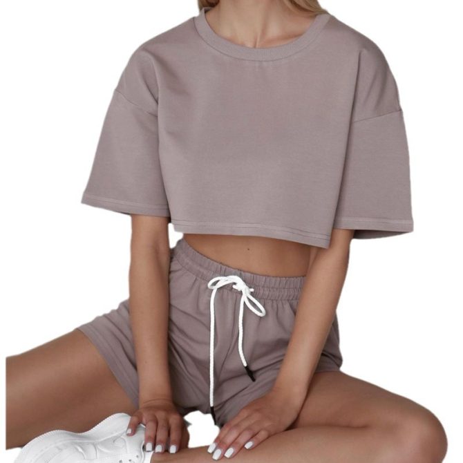 Casual Grayish - Brown Two - Piece Outfit