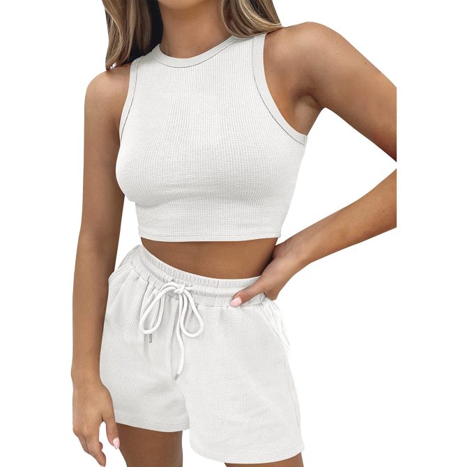 White Sleeveless Crop Se