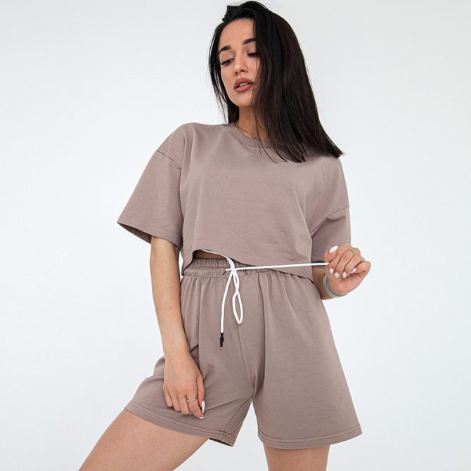 Casual Grayish - Brown Two - Piece Outfit - Image 3