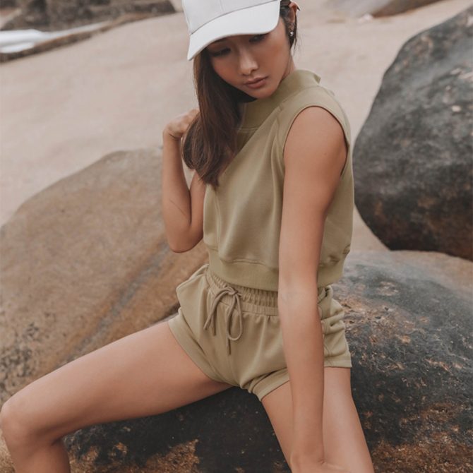 Khaki Sleeveless Crop Set - Image 5